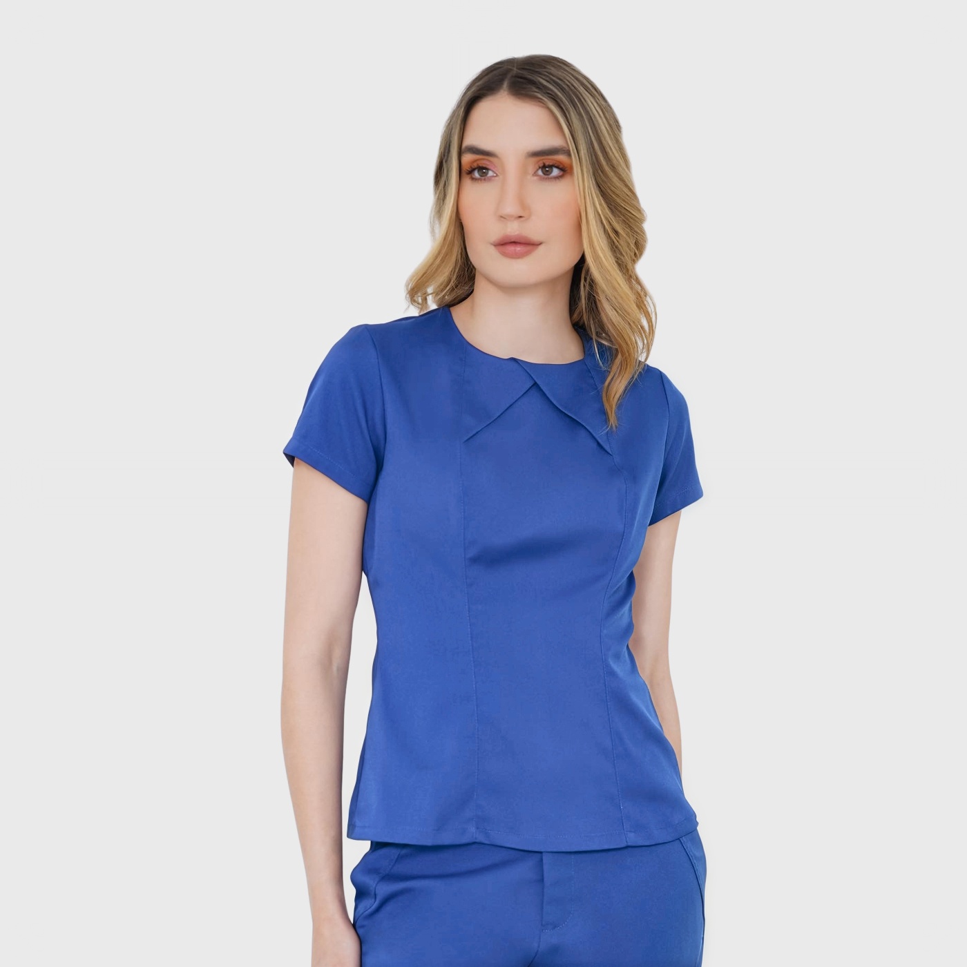 Clara Women's Unique Crew Neck Slim Fit Scrub Top