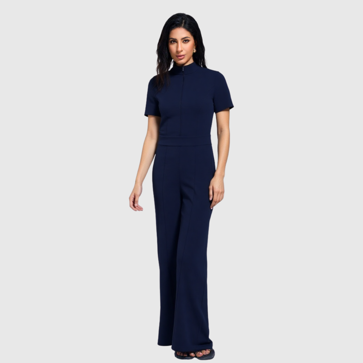 Women's Slim Fit Wide Leg Zip Neck Flex™ Scrub Jumpsuit