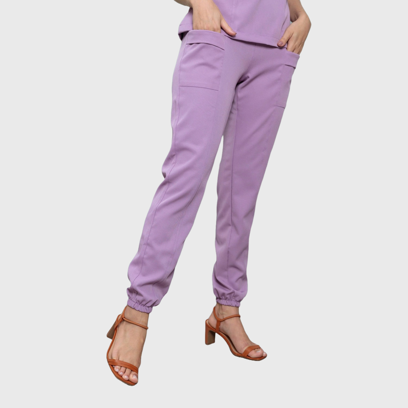 Women's Two Pockets Scrub Pants With Elastic Waistband