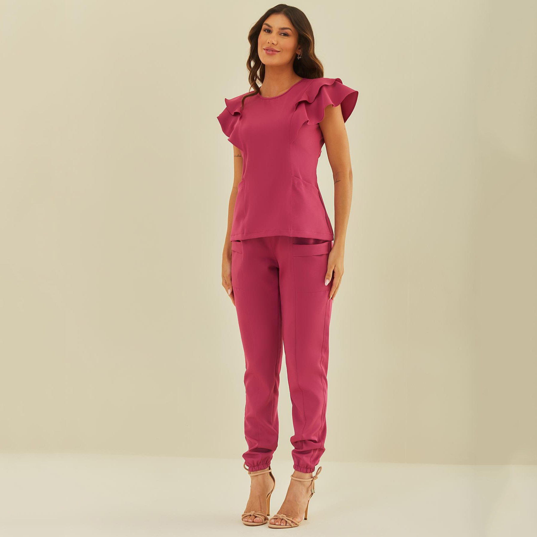 Women's Two Pockets Scrub Pants With Elastic Waistband