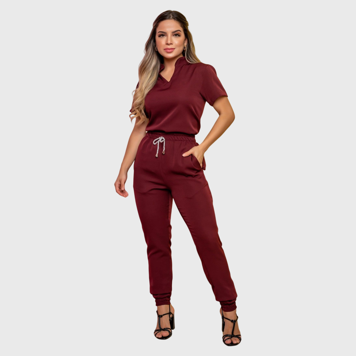Women's Elastic Waist Cuffed Scrub Pants