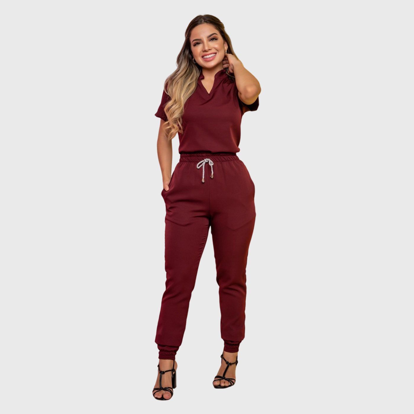 Women's Elastic Waist Cuffed Scrub Pants