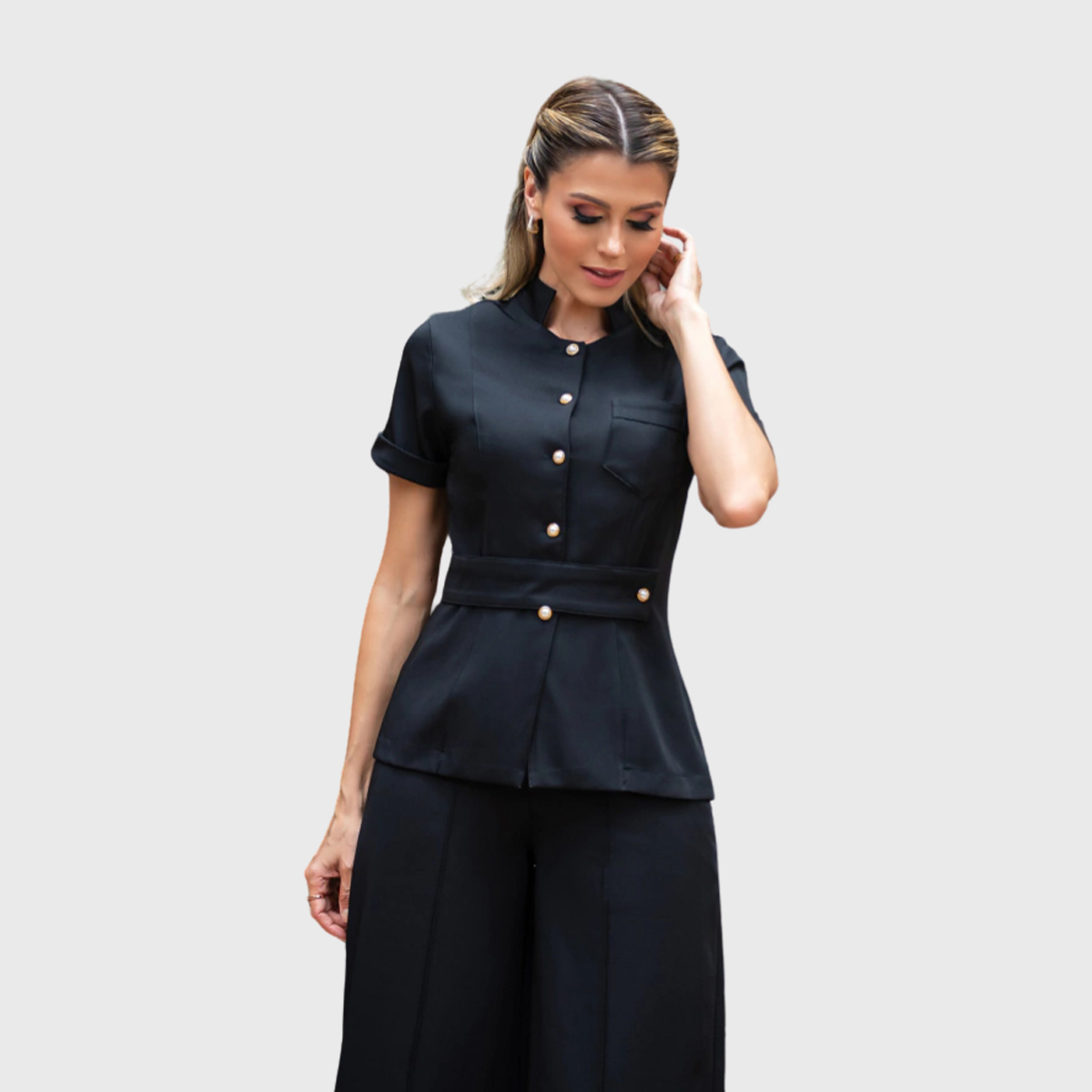 Women's Short Sleeves Priest Collar Scrub Top™