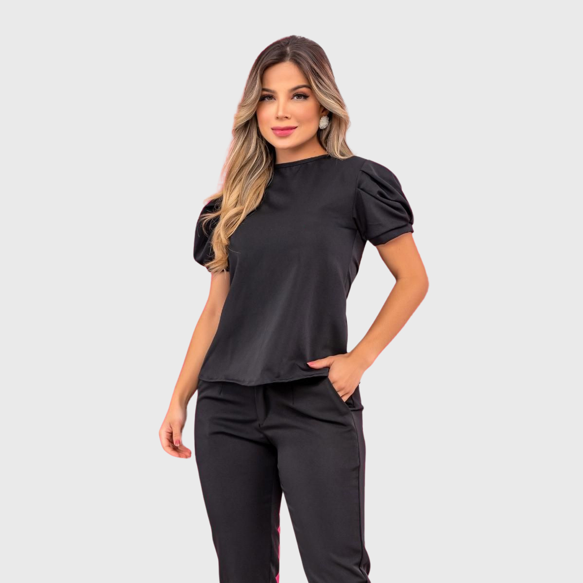 Women's Puffed Sleeve Crew Neck Slim Scrub Top™