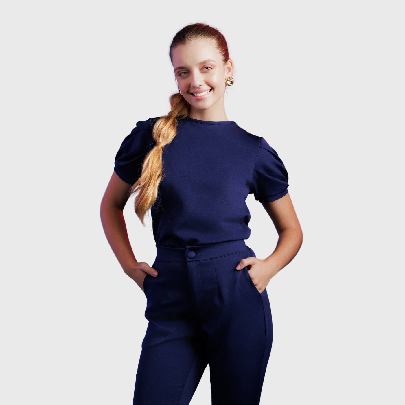 Women's Puffed Sleeve Crew Neck Slim Scrub Top™