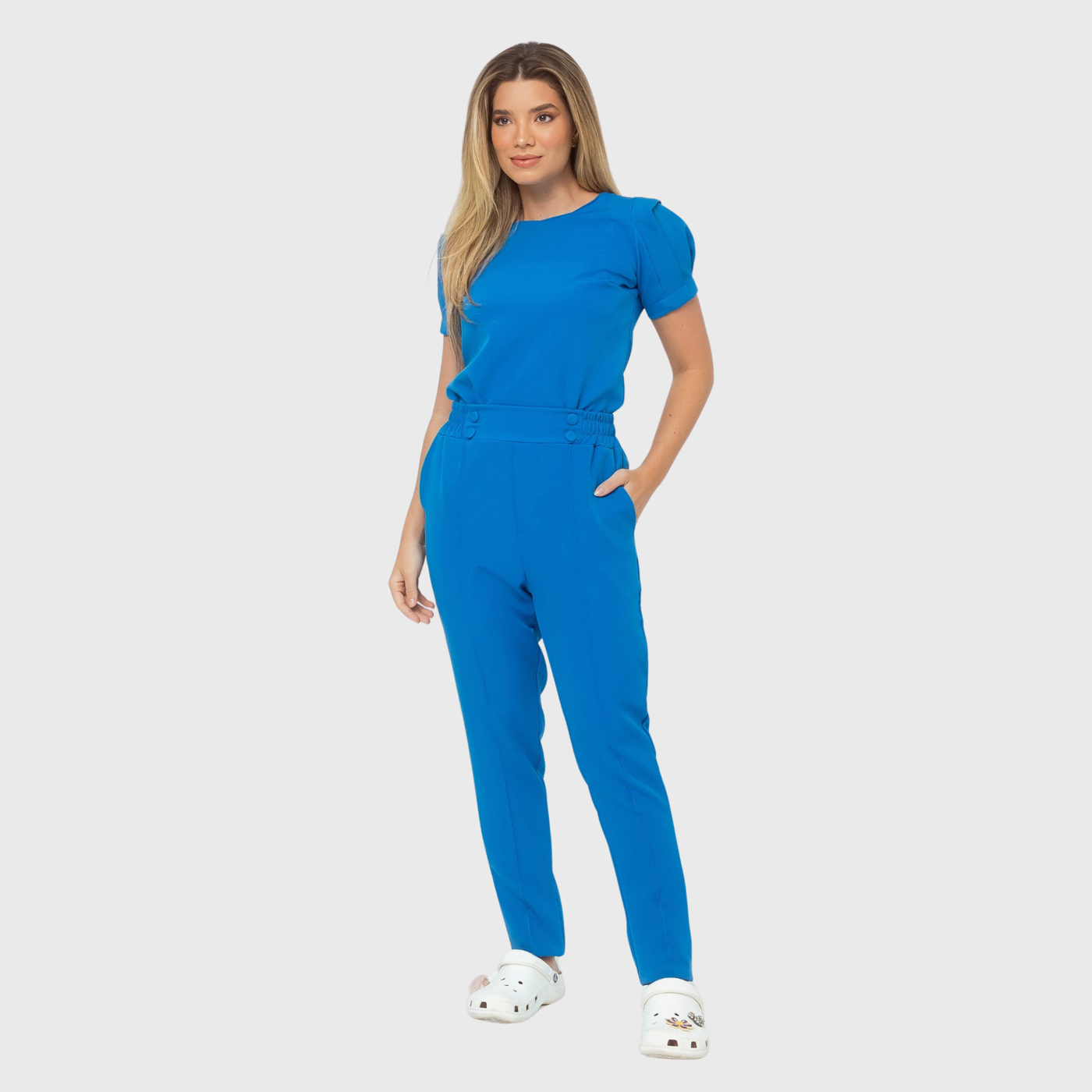 Women's Round Neck Distinctive Sleeves Scrub Top™
