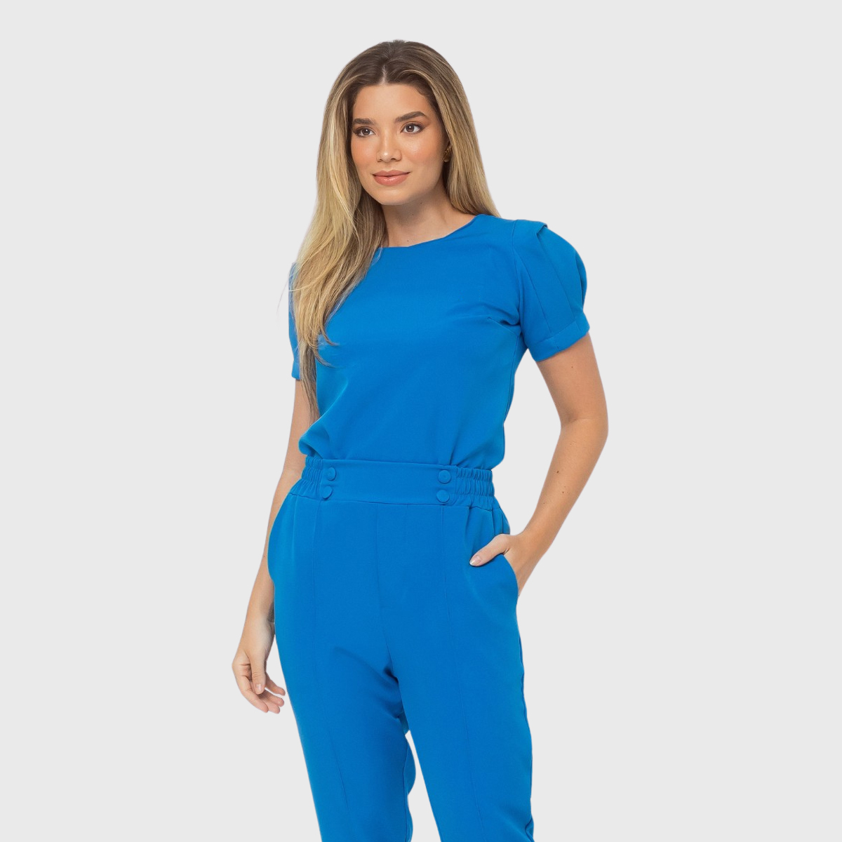 Women's Round Neck Distinctive Sleeves Scrub Top™