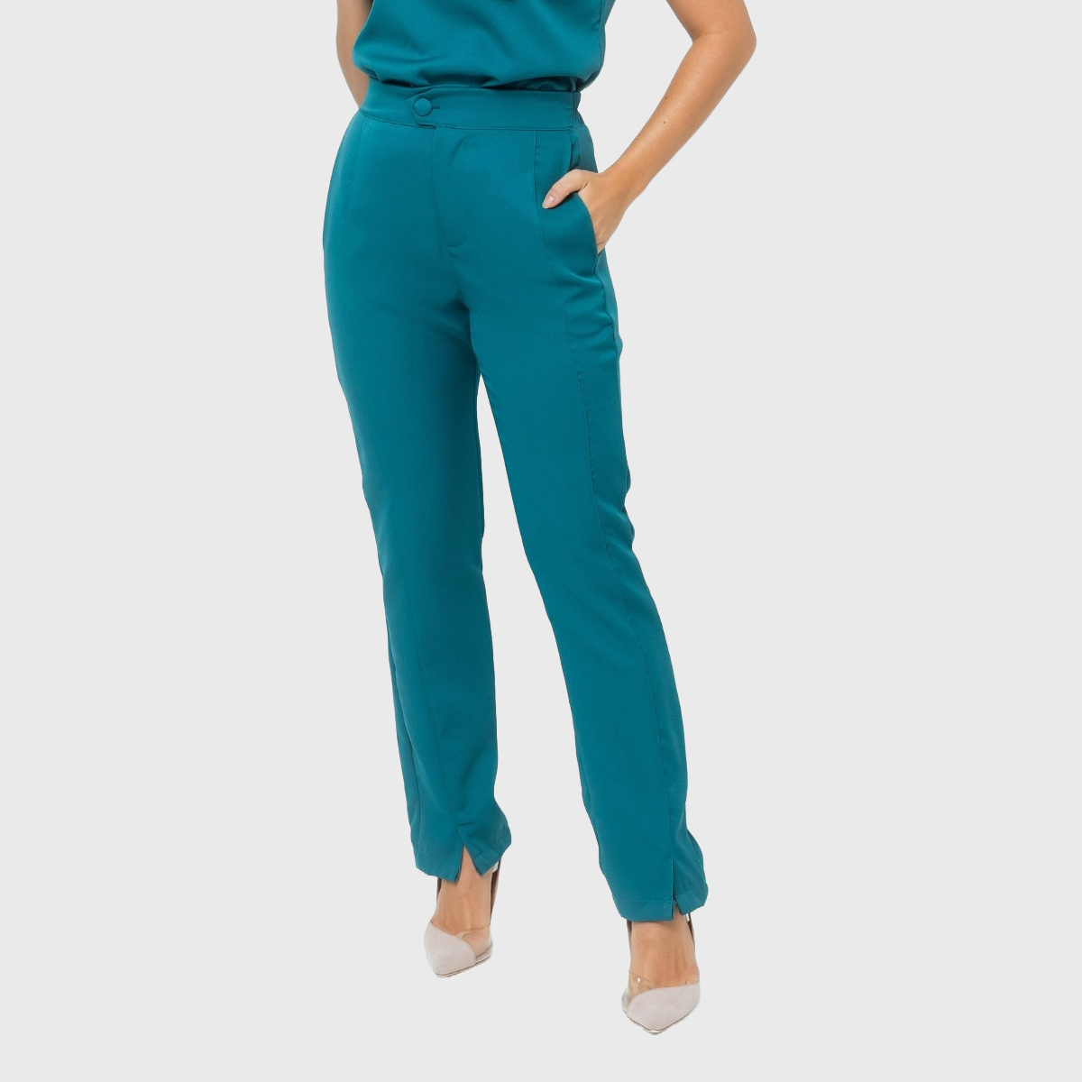 Women's Modern Elastic Waistband Hem Slit Scrub Pants™