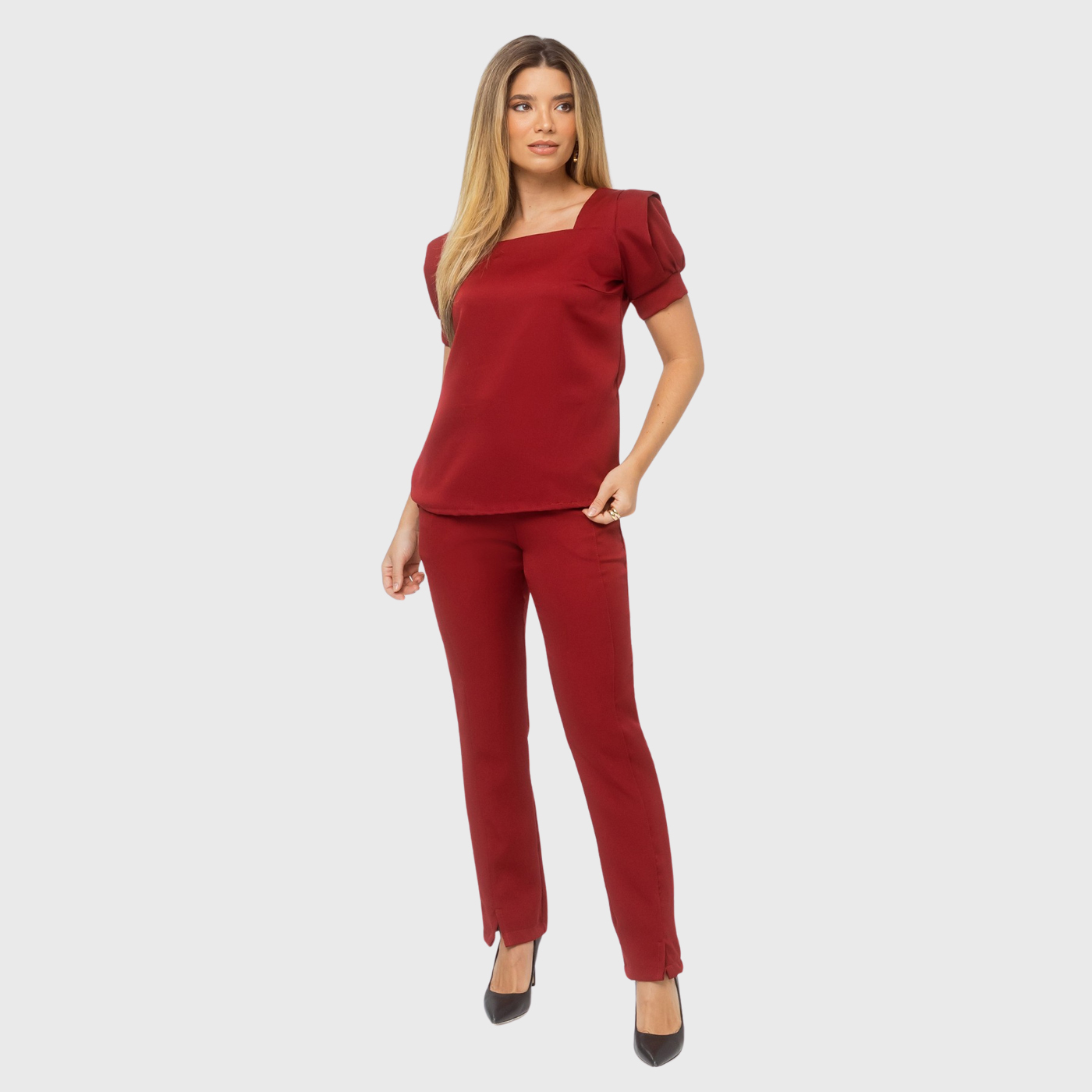 Women's Modern Elastic Waistband Hem Slit Scrub Pants™