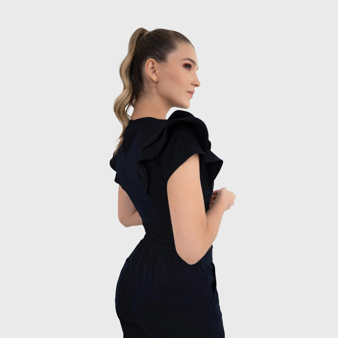 Women's Round Neck Lace Sleeves Scrub Top™