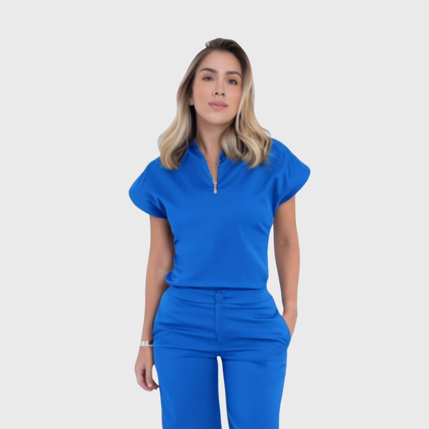 Women's Half Zip Neck Scrub Top