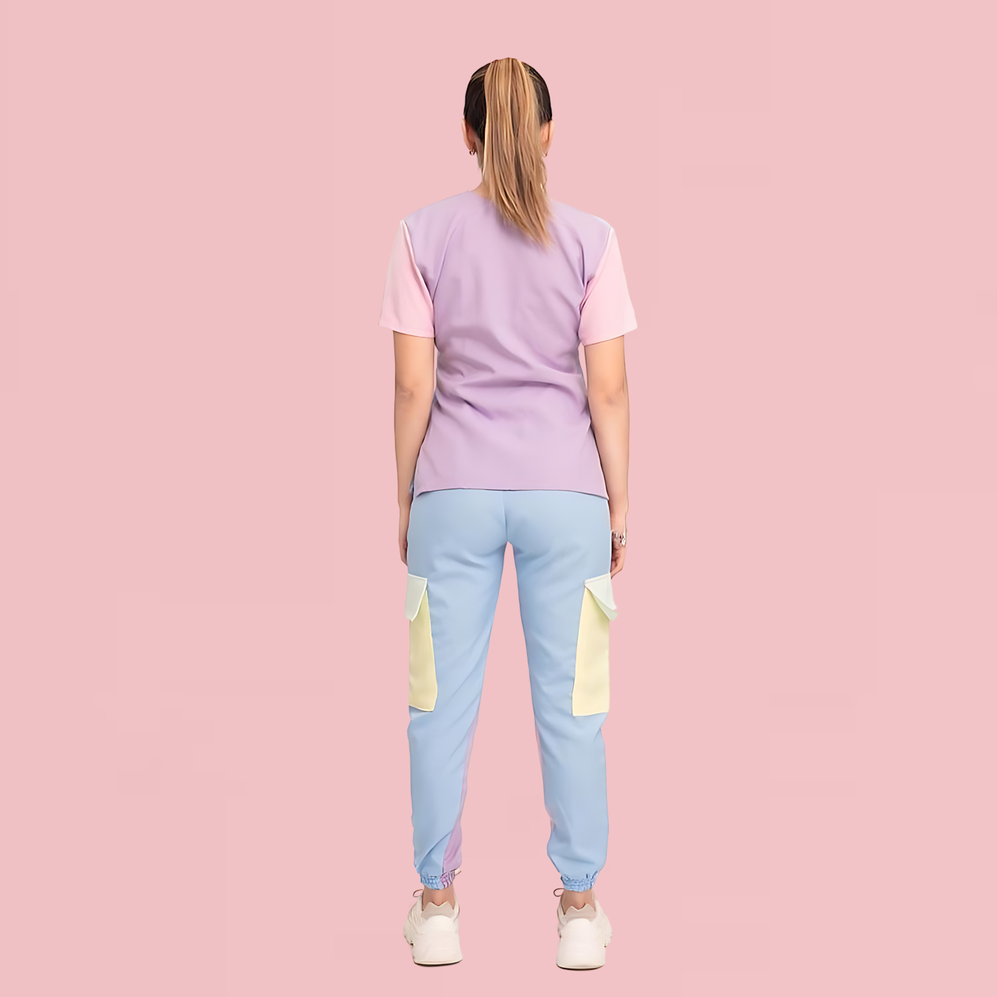 Women's Rainbow Stitching Nurse Scrub Top