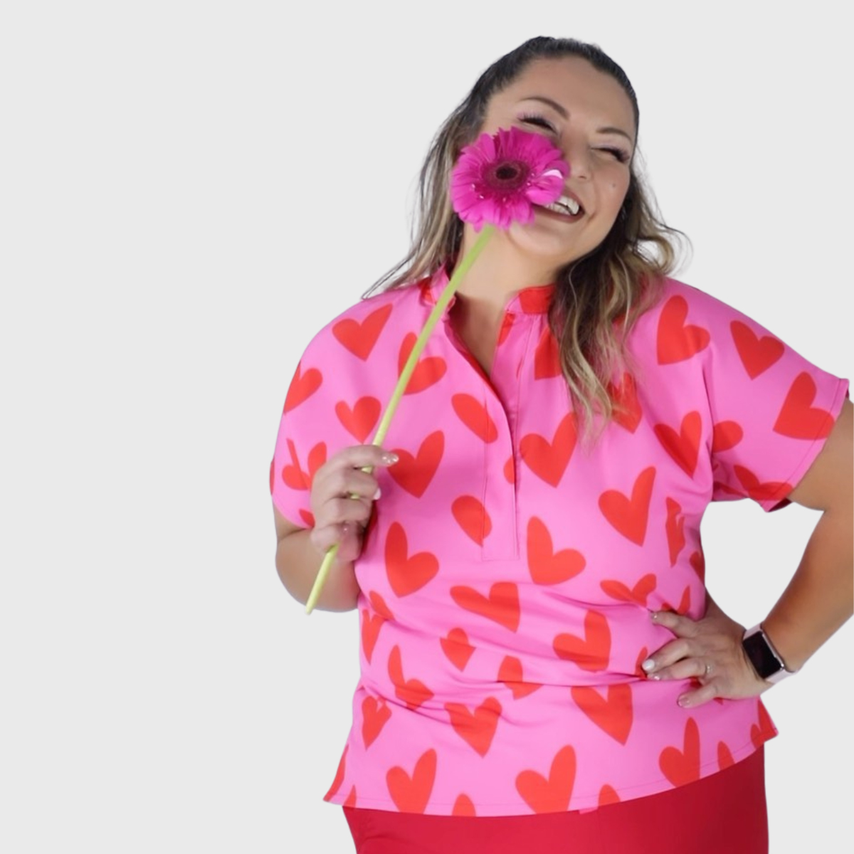 Women's Loose Fit Mandarin Collar Printed Scrub Top™