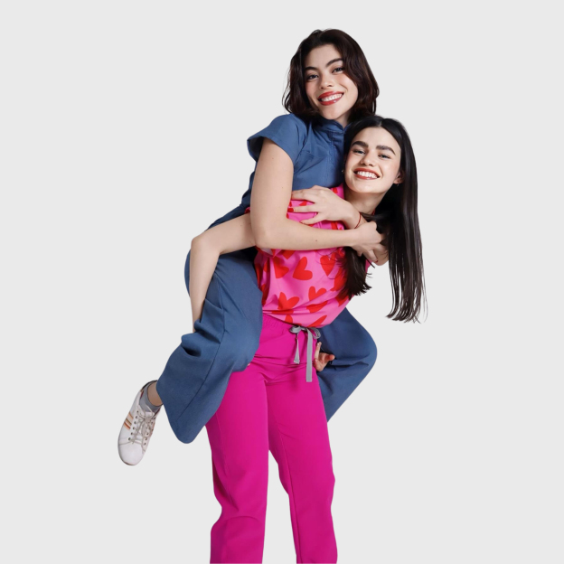 Women's Loose Fit Mandarin Collar Printed Scrub Top™