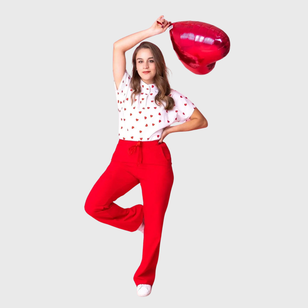 Women's Loose Fit Mandarin Collar Printed Scrub Top™