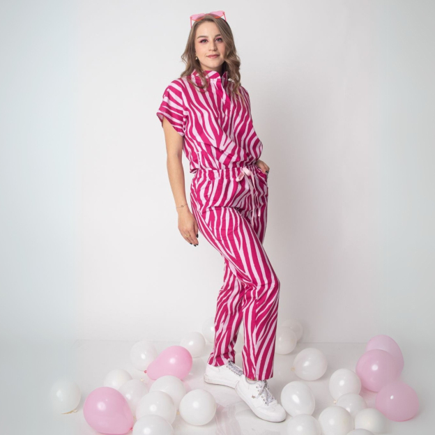 Women's Pink Stripes Scrub Set JOJ2