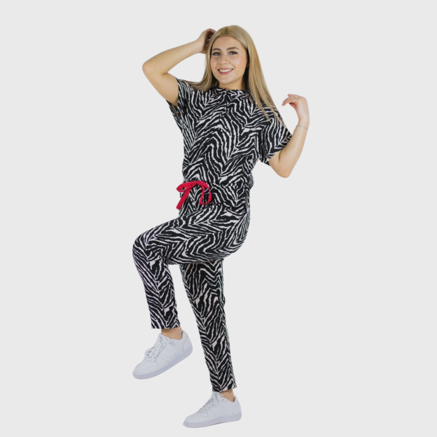 Women's Zebra Print Scrub Set JOJ3