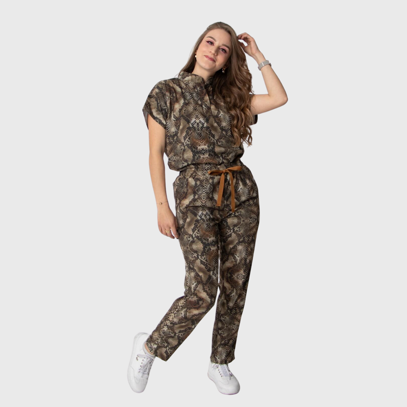 Women's Snake Print Scrub Set JOJ4