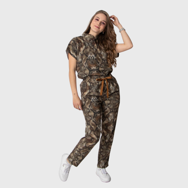 Women's Snake Print Scrub Set JOJ4