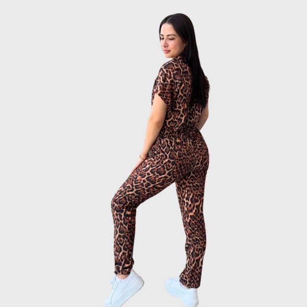 Women's Leopard Print Jogger Scrub Set JOJ5