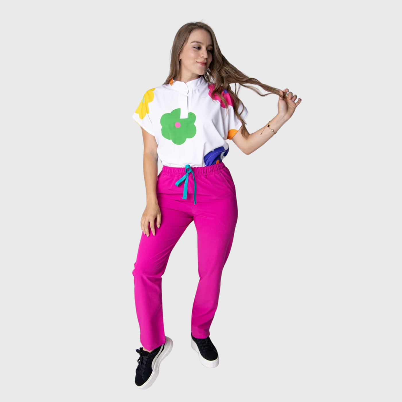 Women's Floral Printed Scrub Set JOJ6