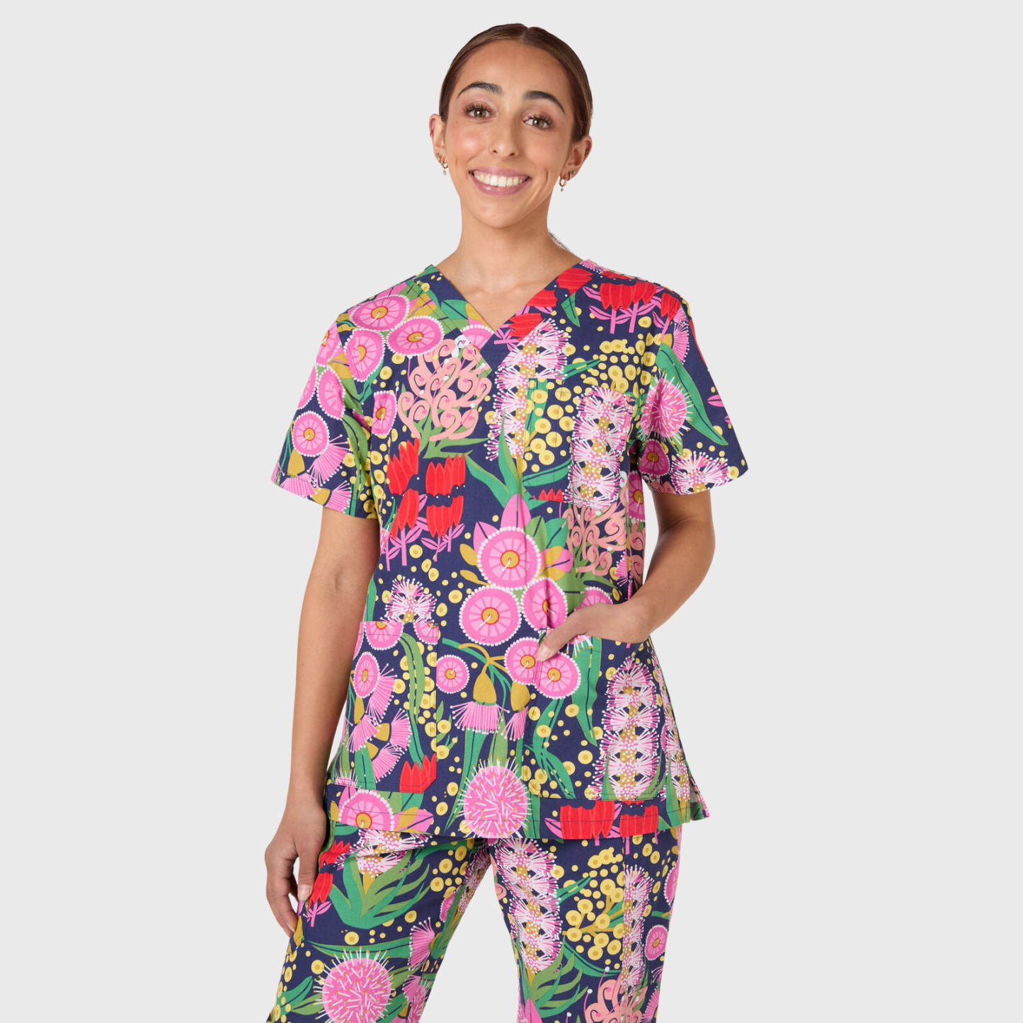 Women's Fantasy Flowers Printed Scrub Set NSP10