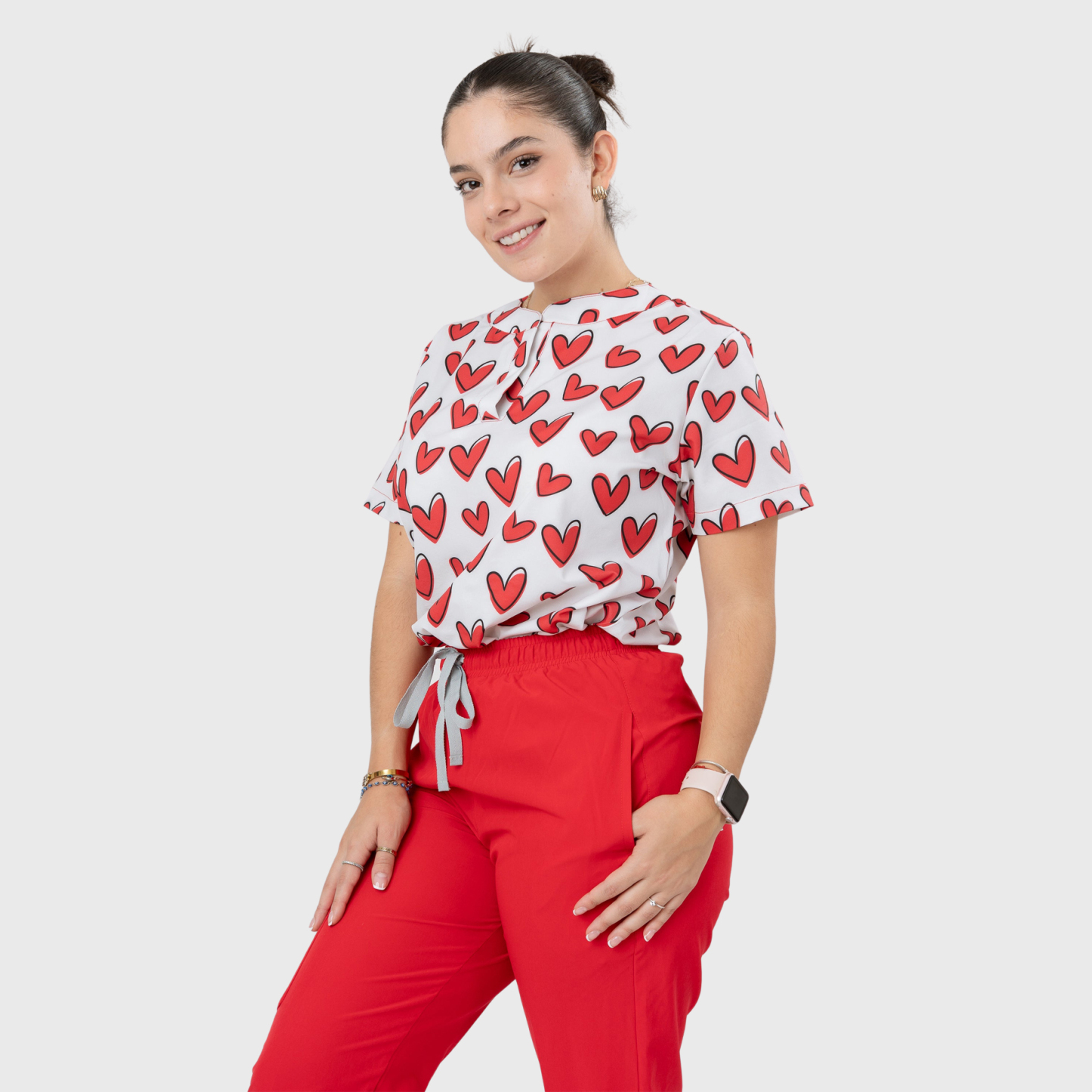 Women's Love Yourself Heart Printed Scrub Set NST13