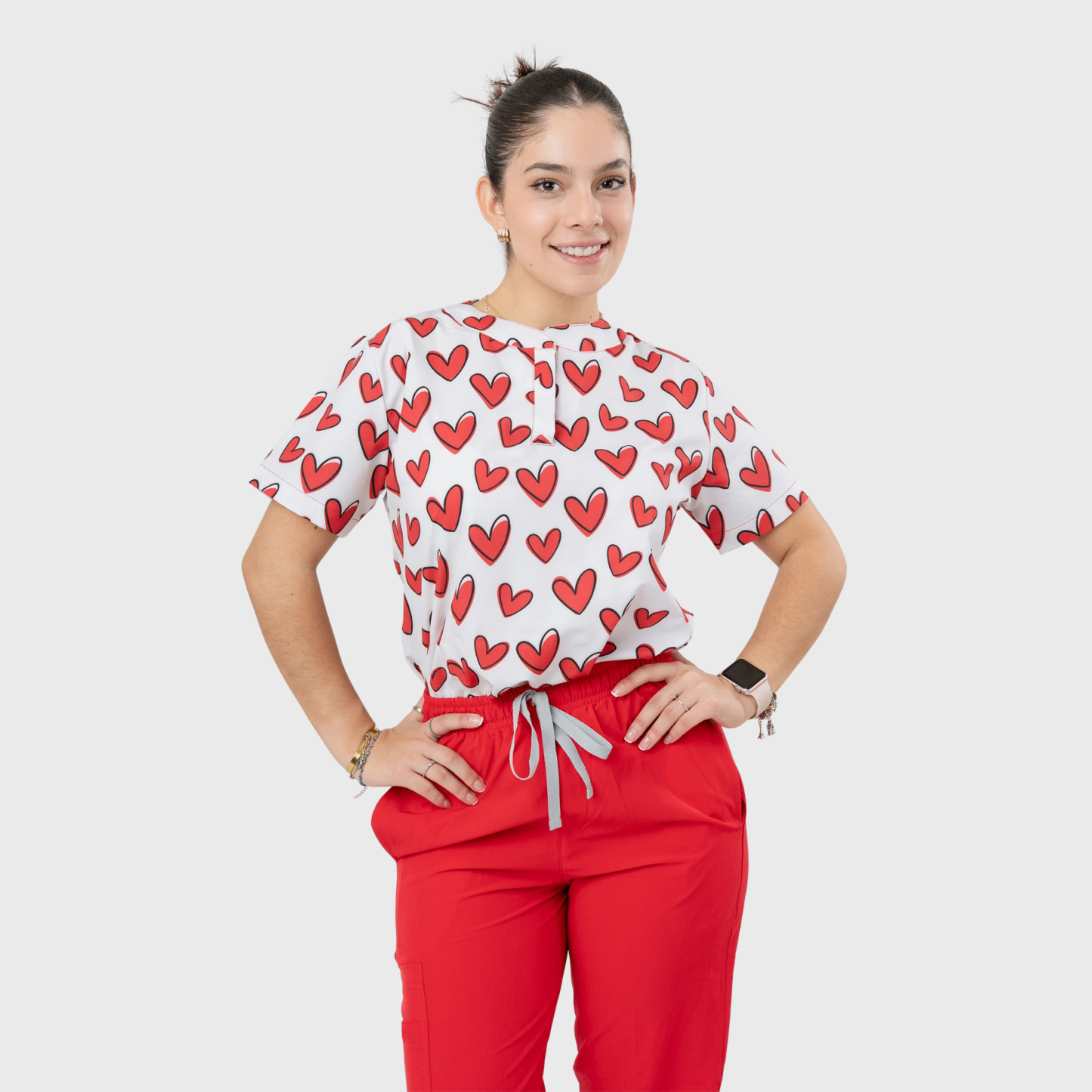 Women's Love Yourself Heart Printed Scrub Set NST13