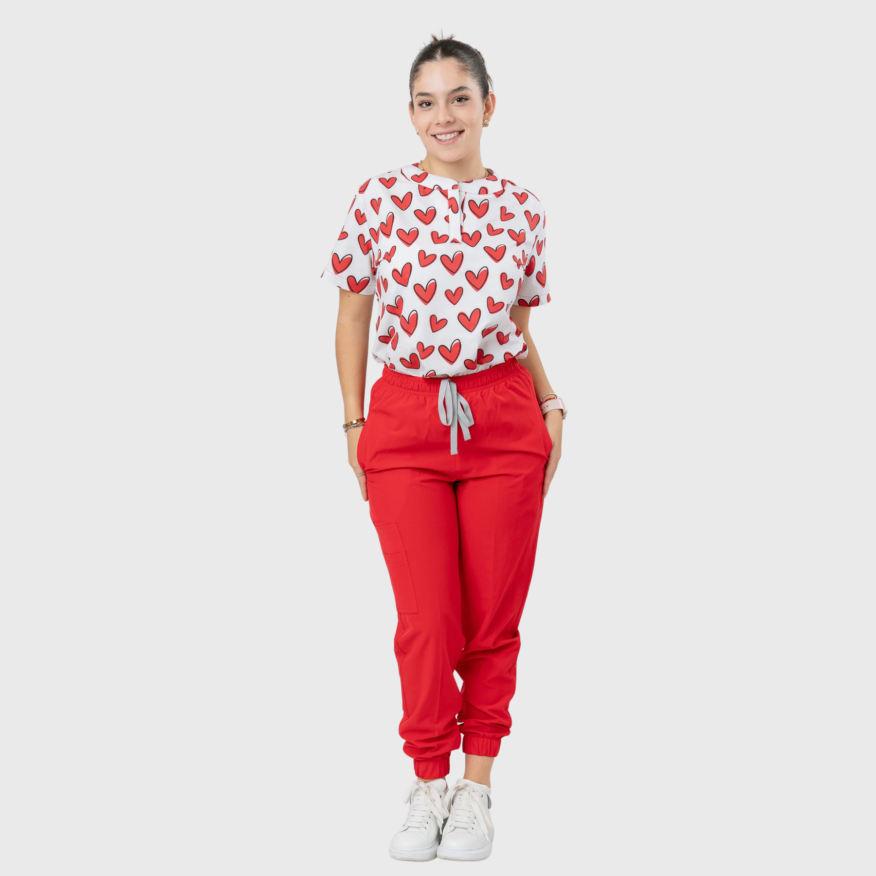 Women's Love Yourself Heart Printed Scrub Set NST13