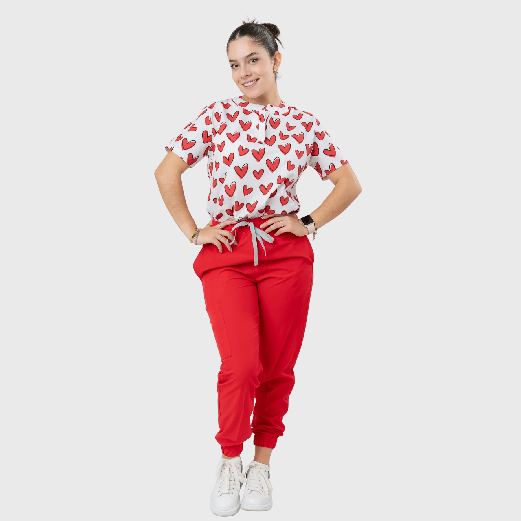 Women's Love Yourself Heart Printed Scrub Set NST13