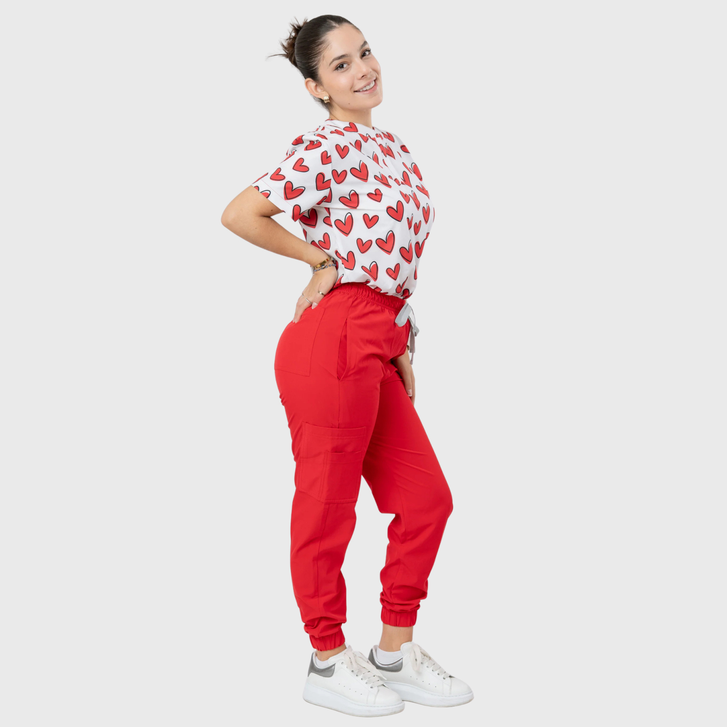 Women's Love Yourself Heart Printed Scrub Set NST13