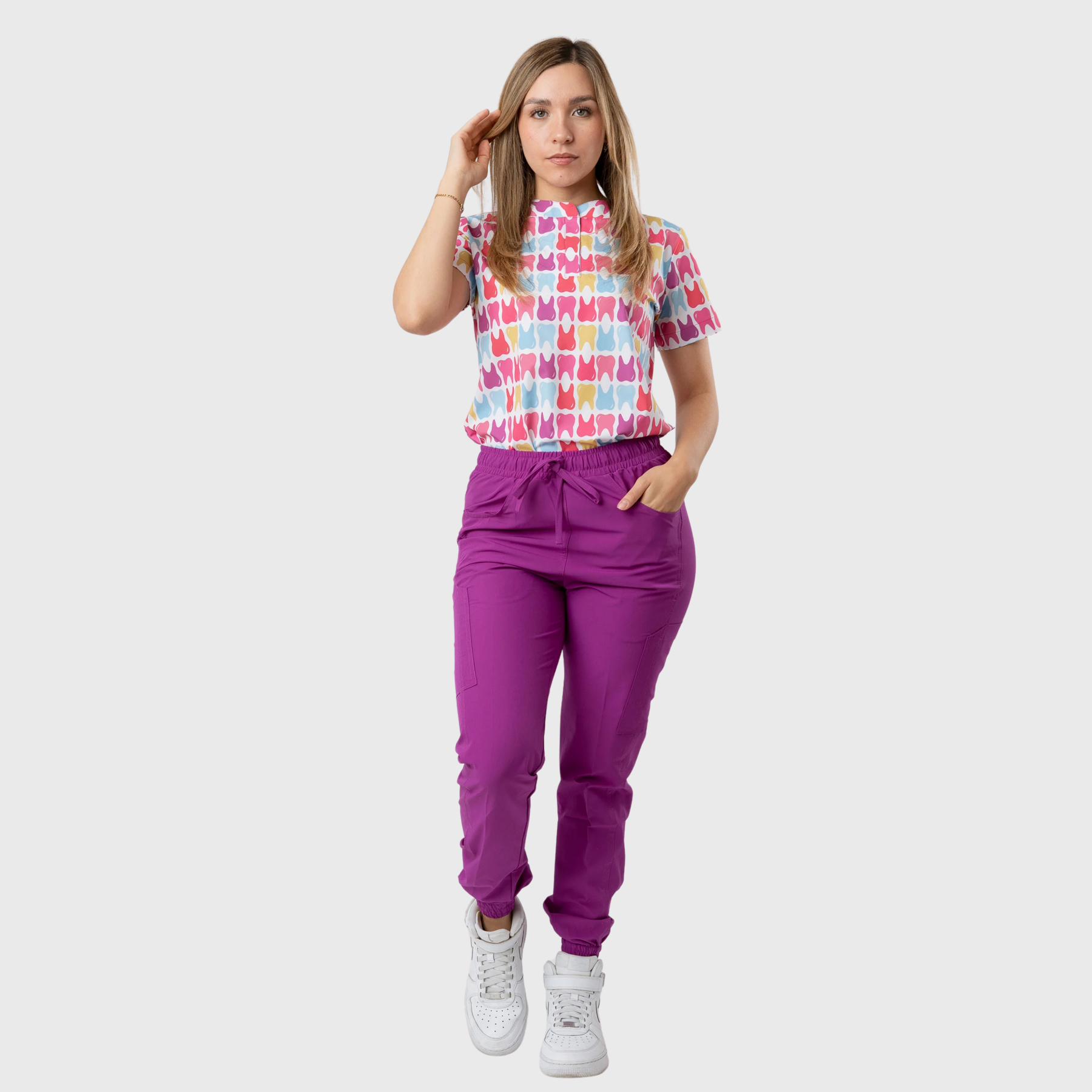 Women's Cute Dental Care Printed Scrub Set NST16