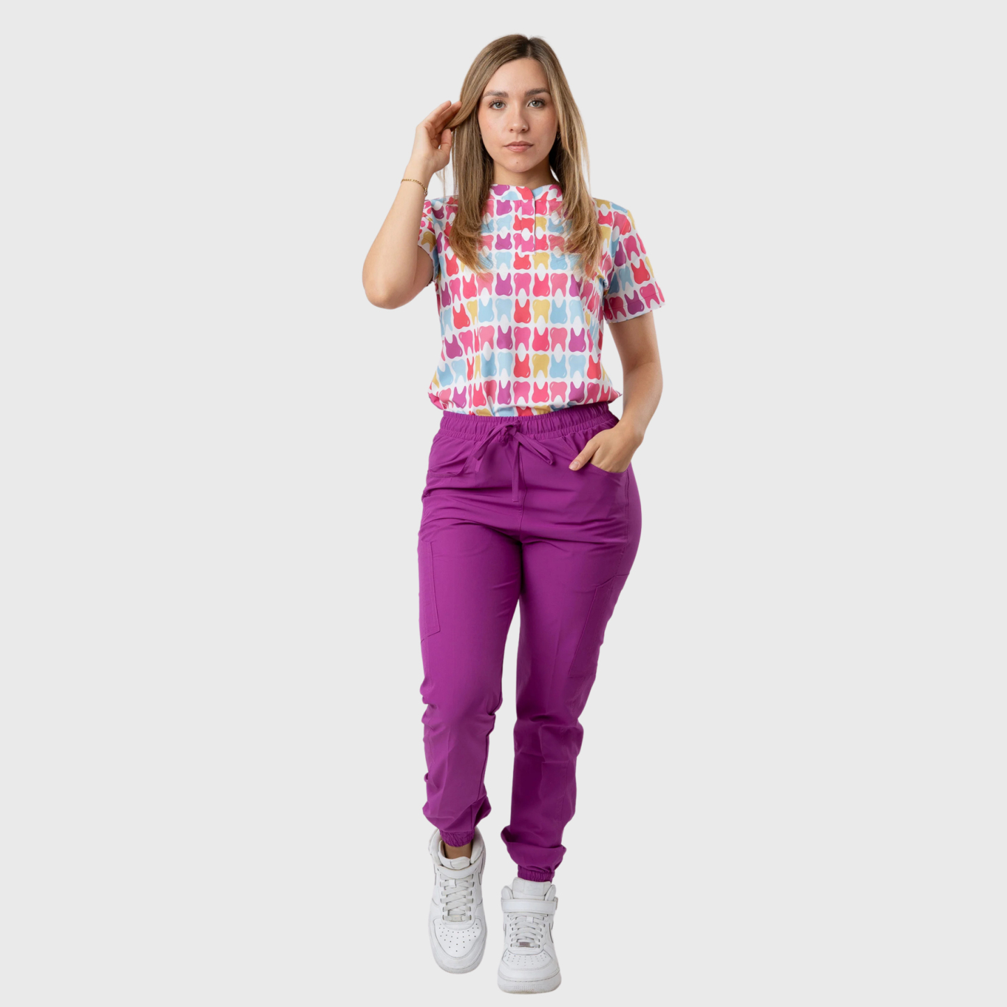 Women's Cute Dental Care Printed Scrub Set NST16