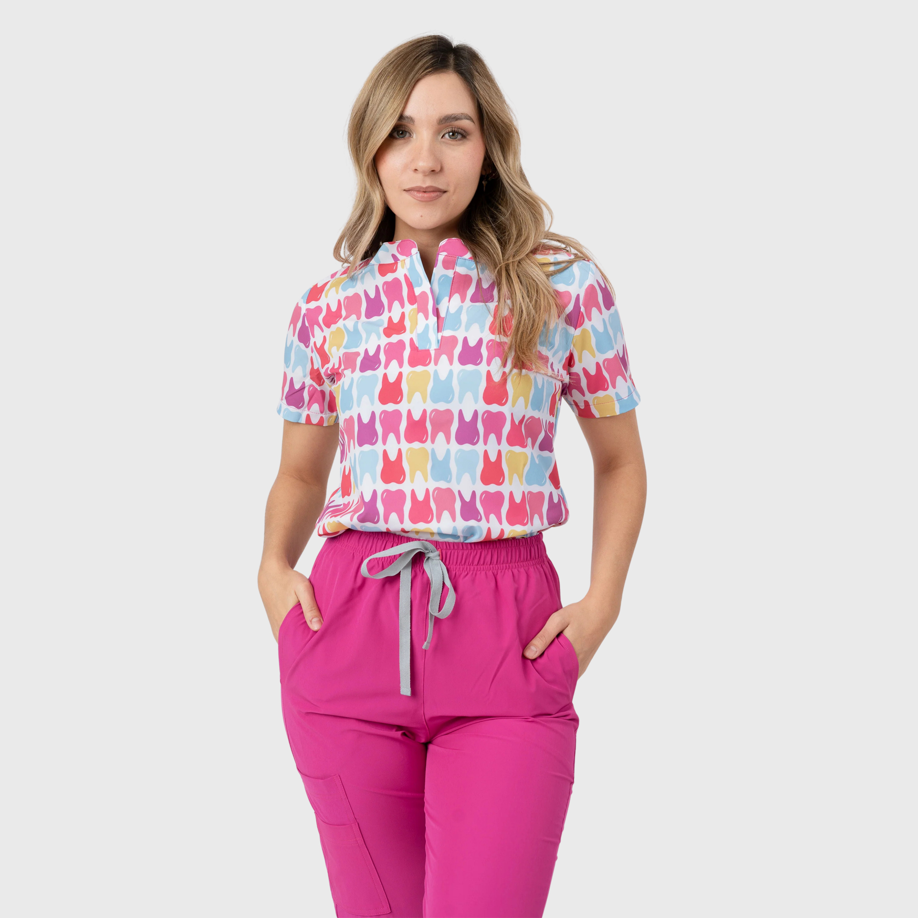 Women's Cute Dental Care Printed Scrub Set NST16
