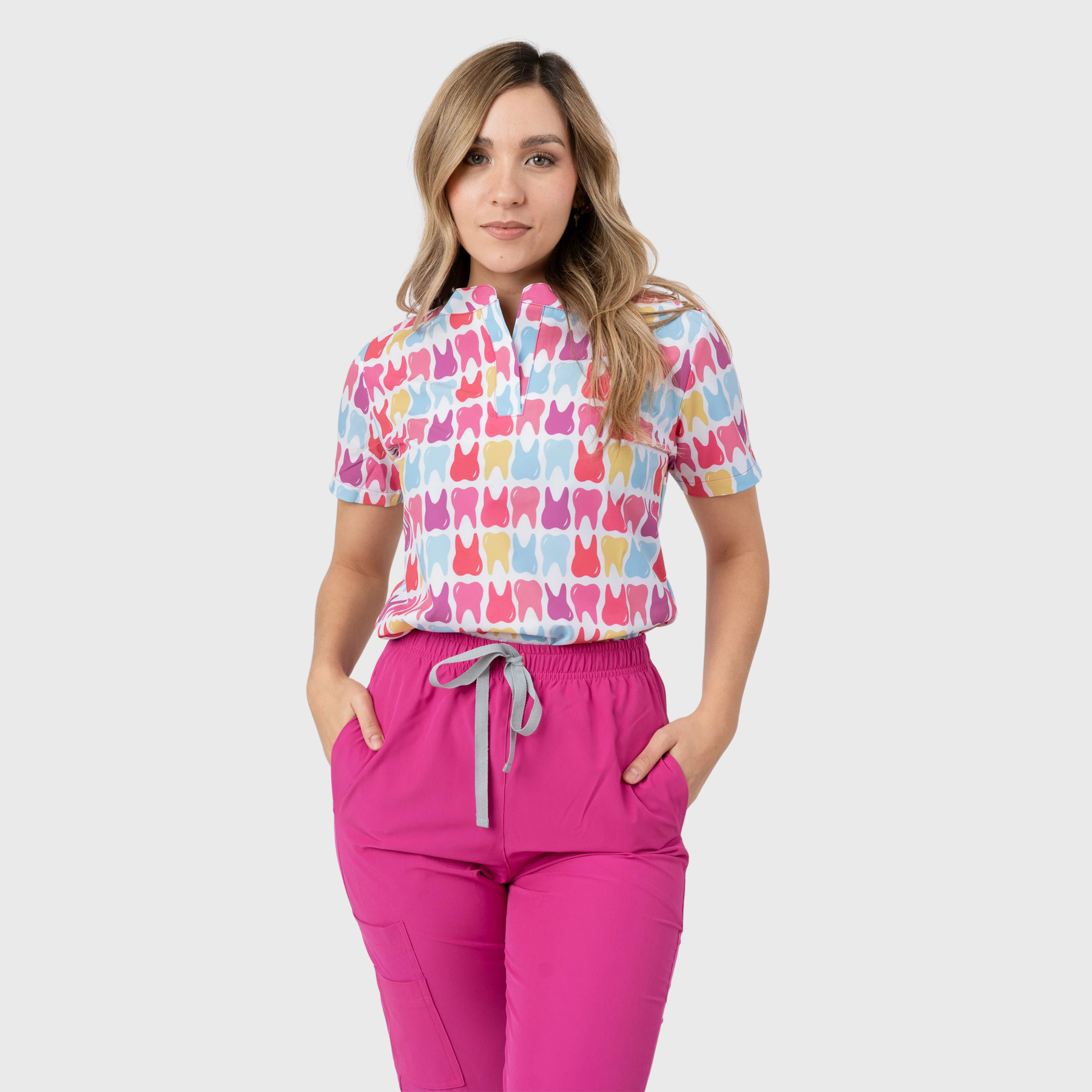 Women's Cute Dental Care Printed Scrub Set NST16