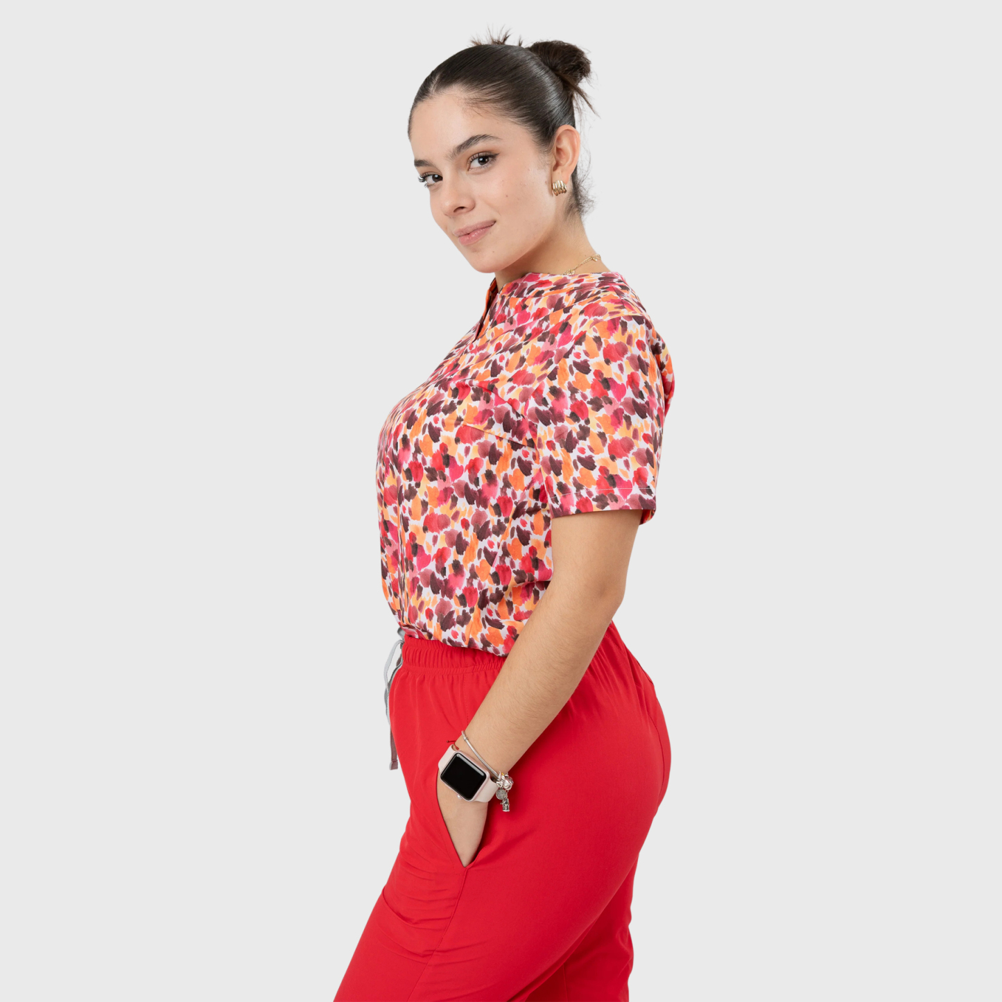 Women's Watercolor Leopard Printed Scrub Set NST18