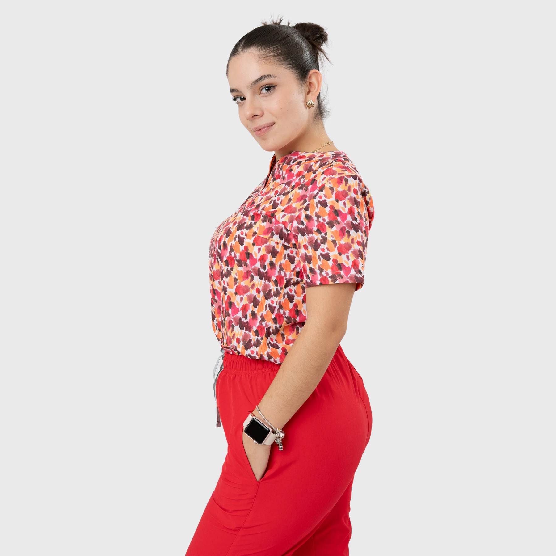 Women's Watercolor Leopard Printed Scrub Set NST18