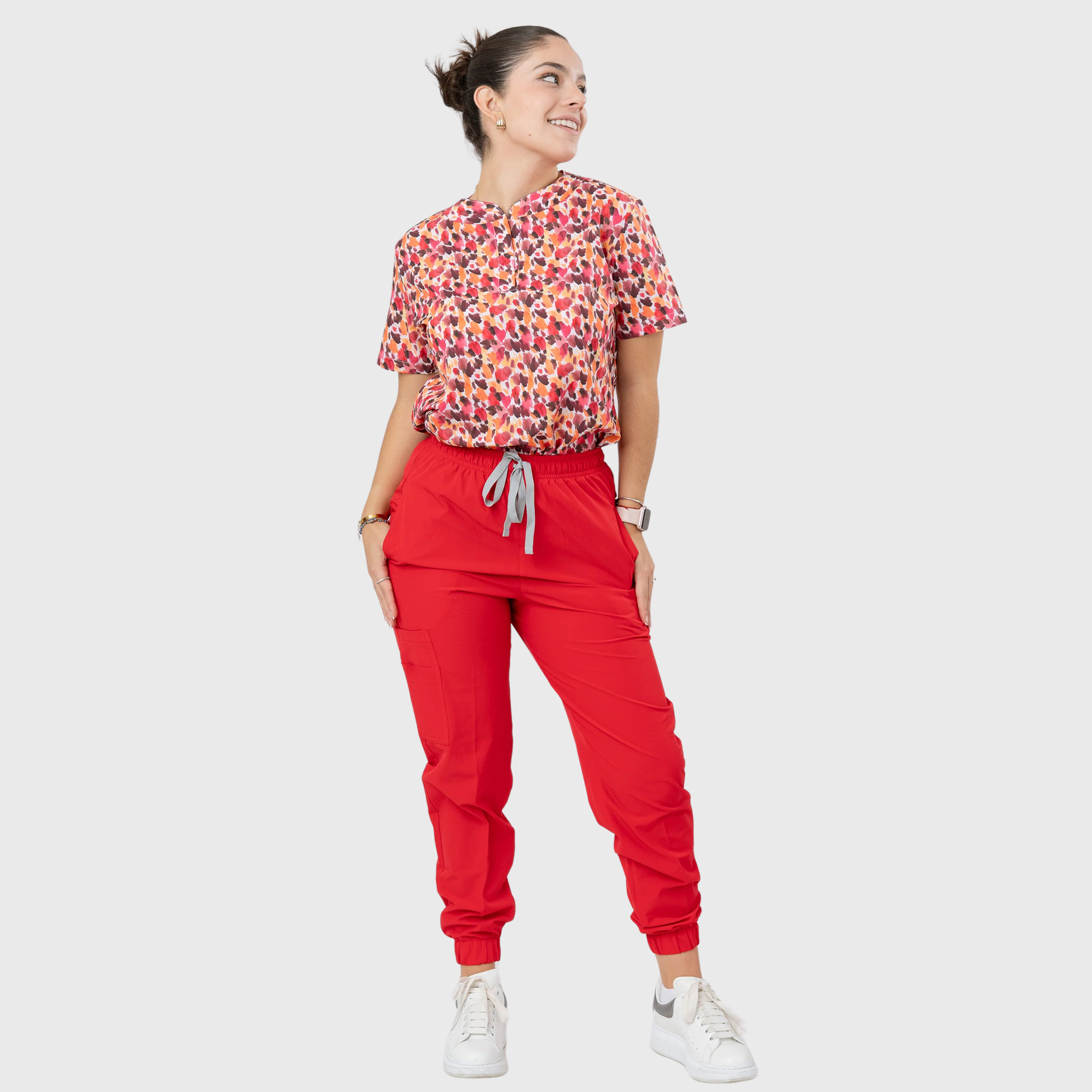 Women's Watercolor Leopard Printed Scrub Set NST18