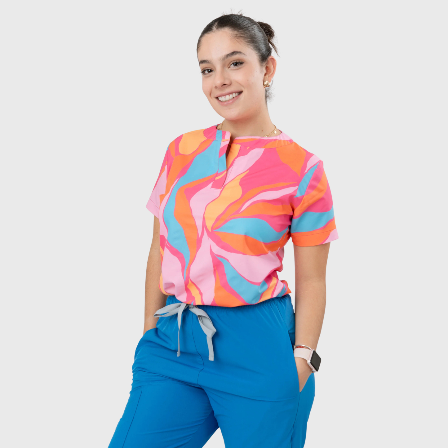 Women's Tropical Vibe Printed Scrub Set NST19