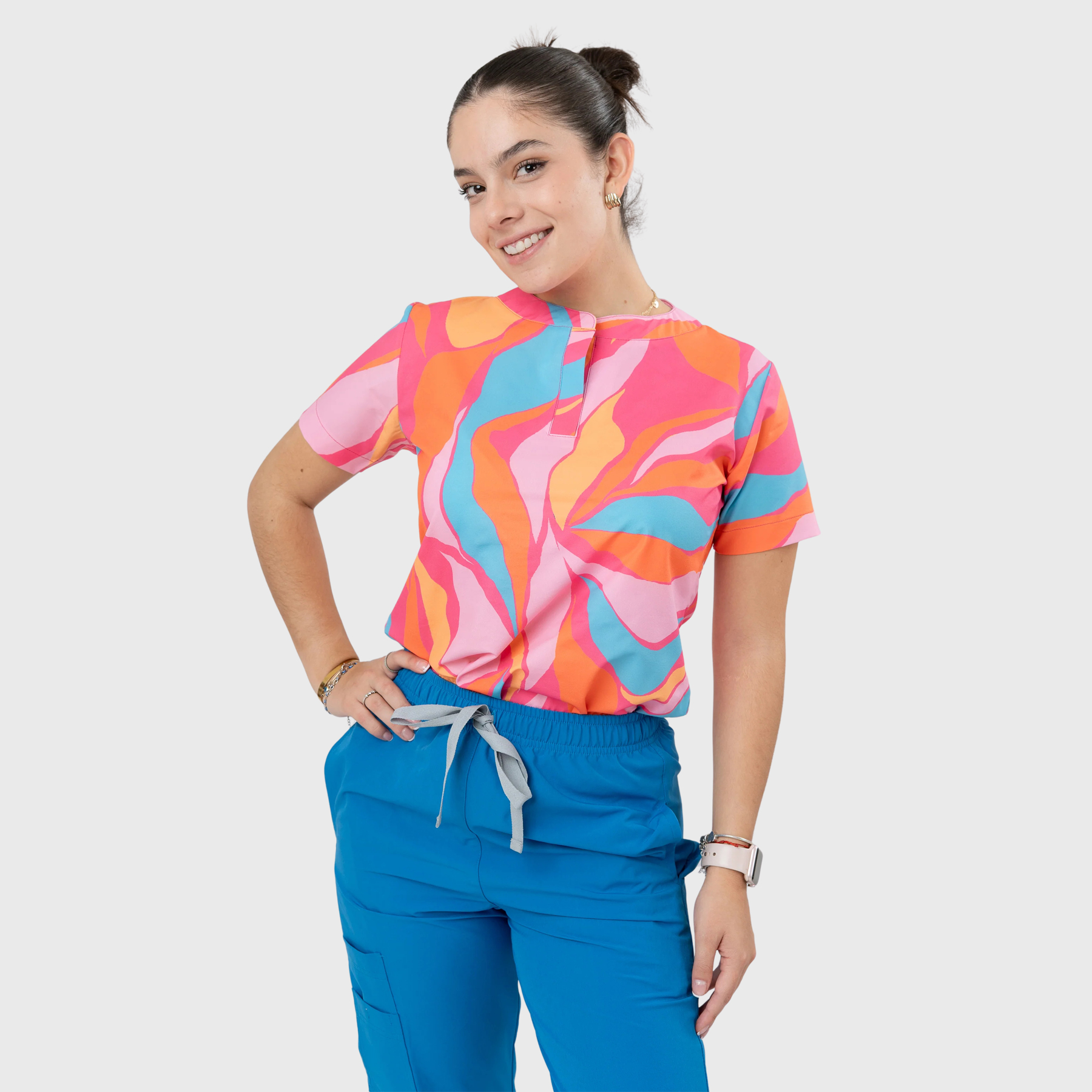 Women's Tropical Vibe Printed Scrub Set NST19