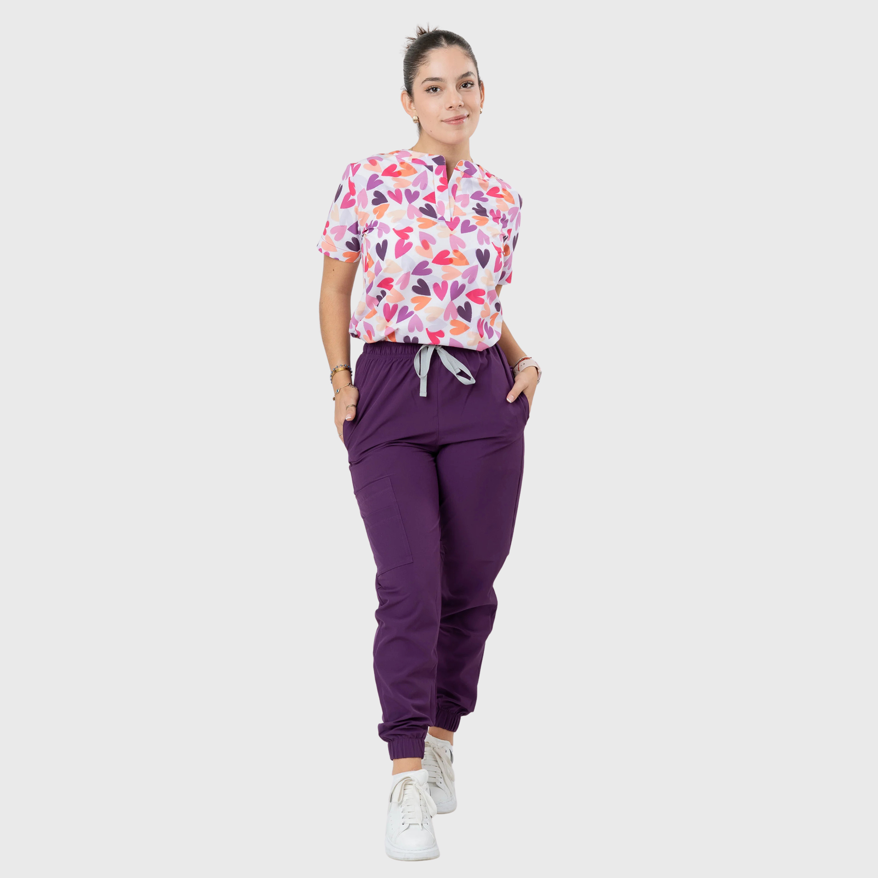 Women's Love Hearts Printed Scrub Set NST4