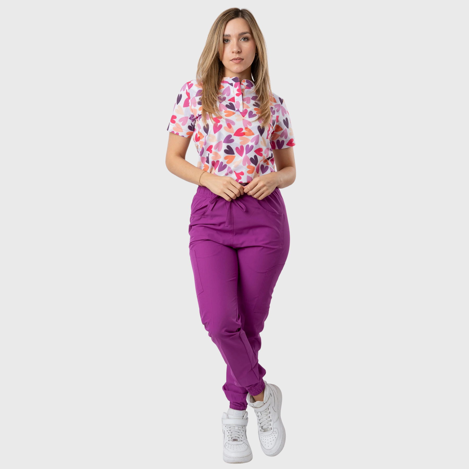 Women's Love Hearts Printed Scrub Set NST4