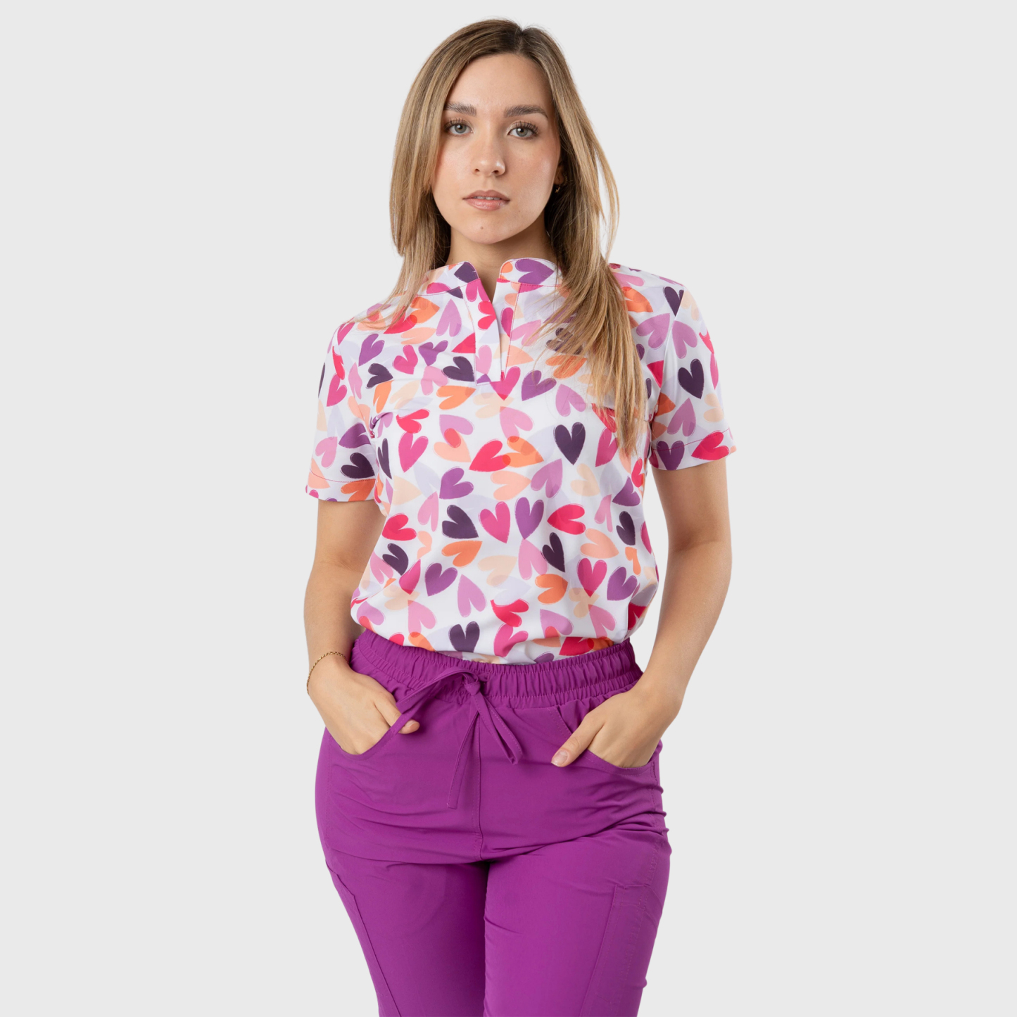 Women's Love Hearts Printed Scrub Set NST4