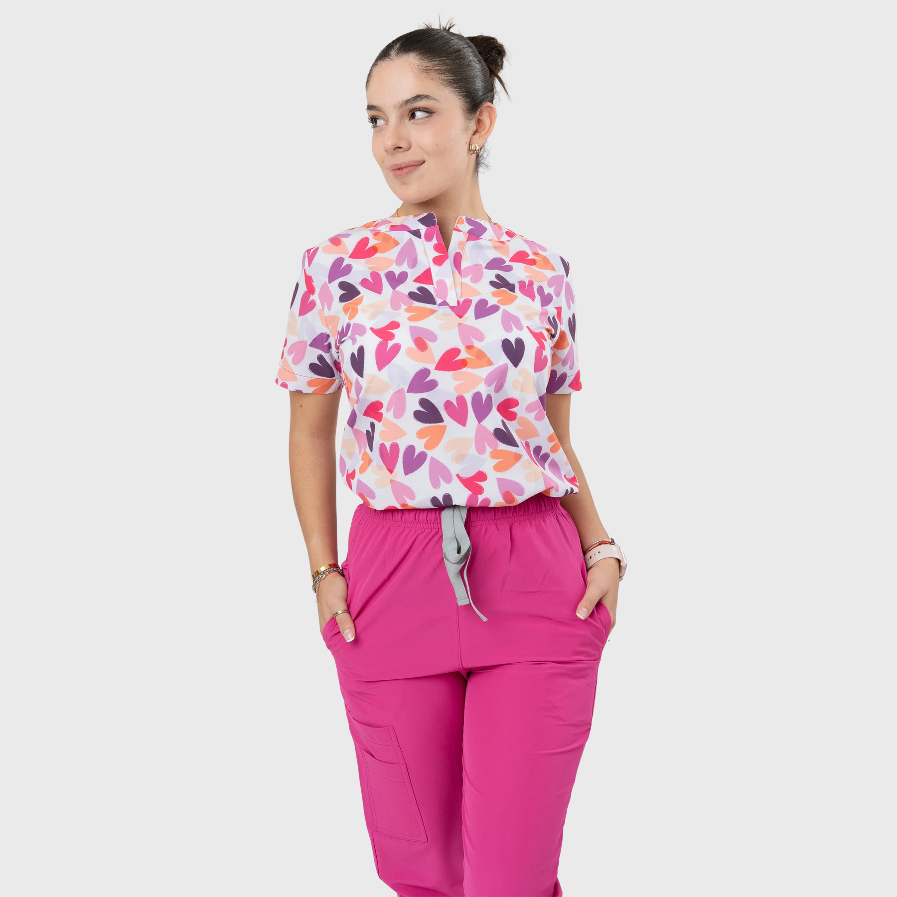 Women's Love Hearts Printed Scrub Set NST4