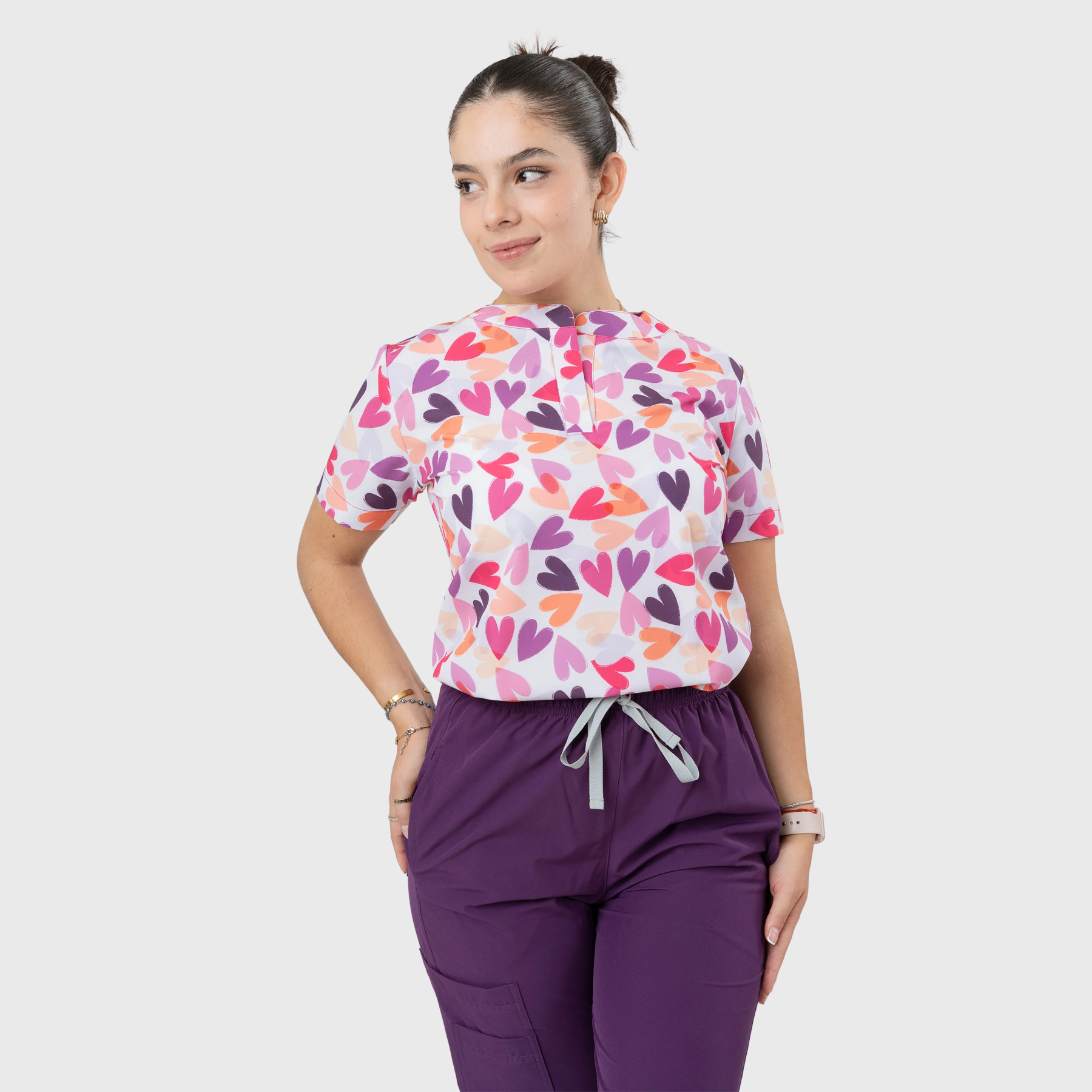 Women's Love Hearts Printed Scrub Set NST4