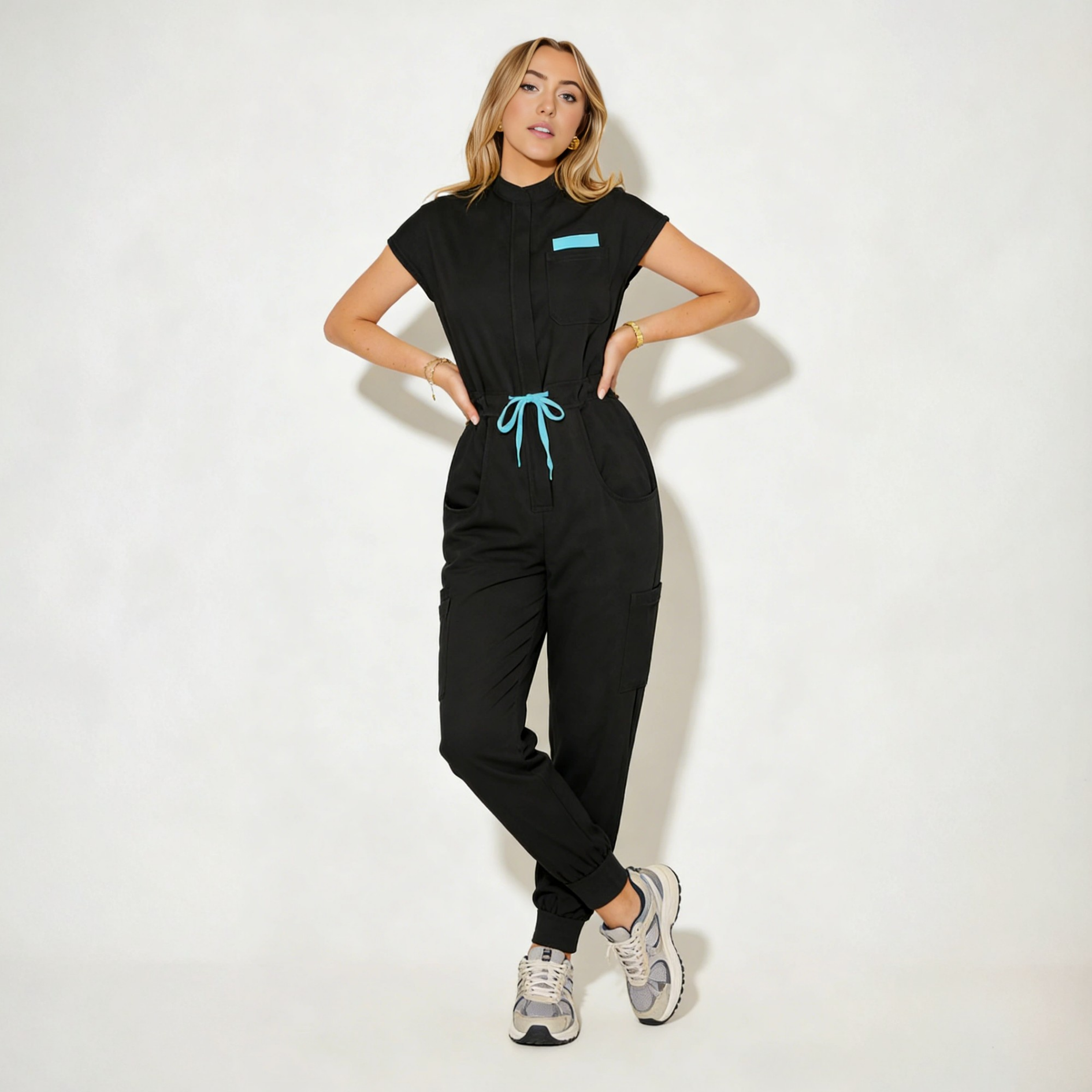 Women's Slim Fit 7-Pocket Jogger Scrub Jumpsuit