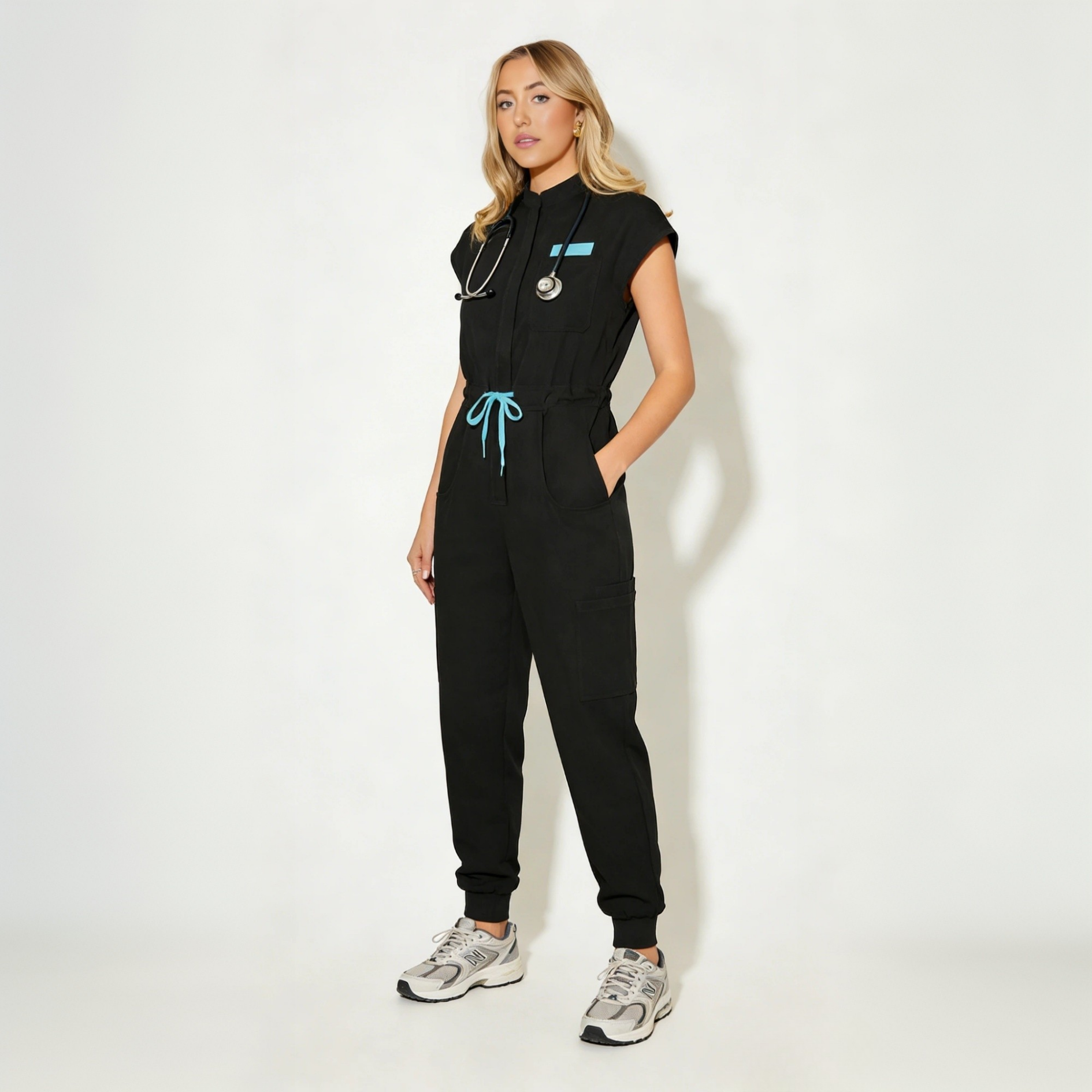 Women's Slim Fit 7-Pocket Jogger Scrub Jumpsuit
