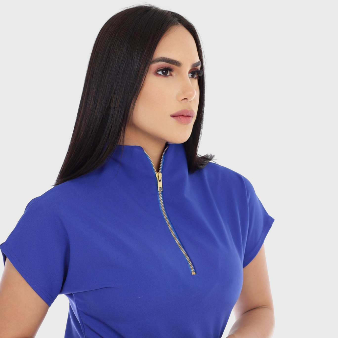 Women's Zip-Neck Slim Fit Scrub Top