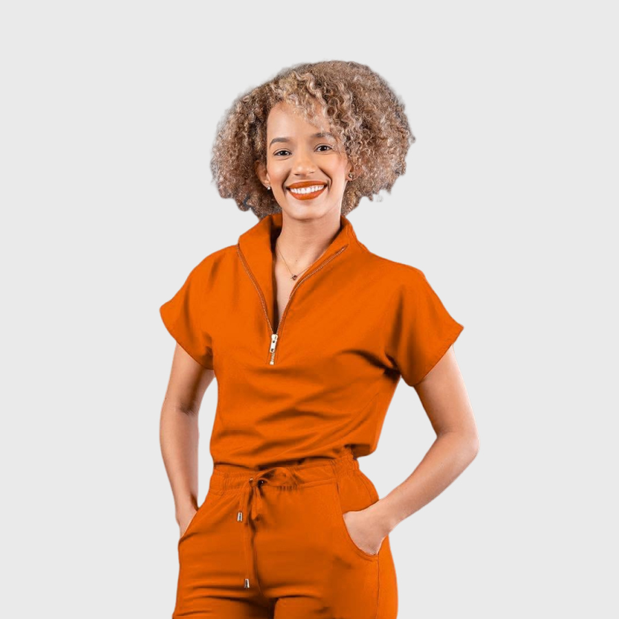 Women's Zip-Neck Slim Fit Scrub Top