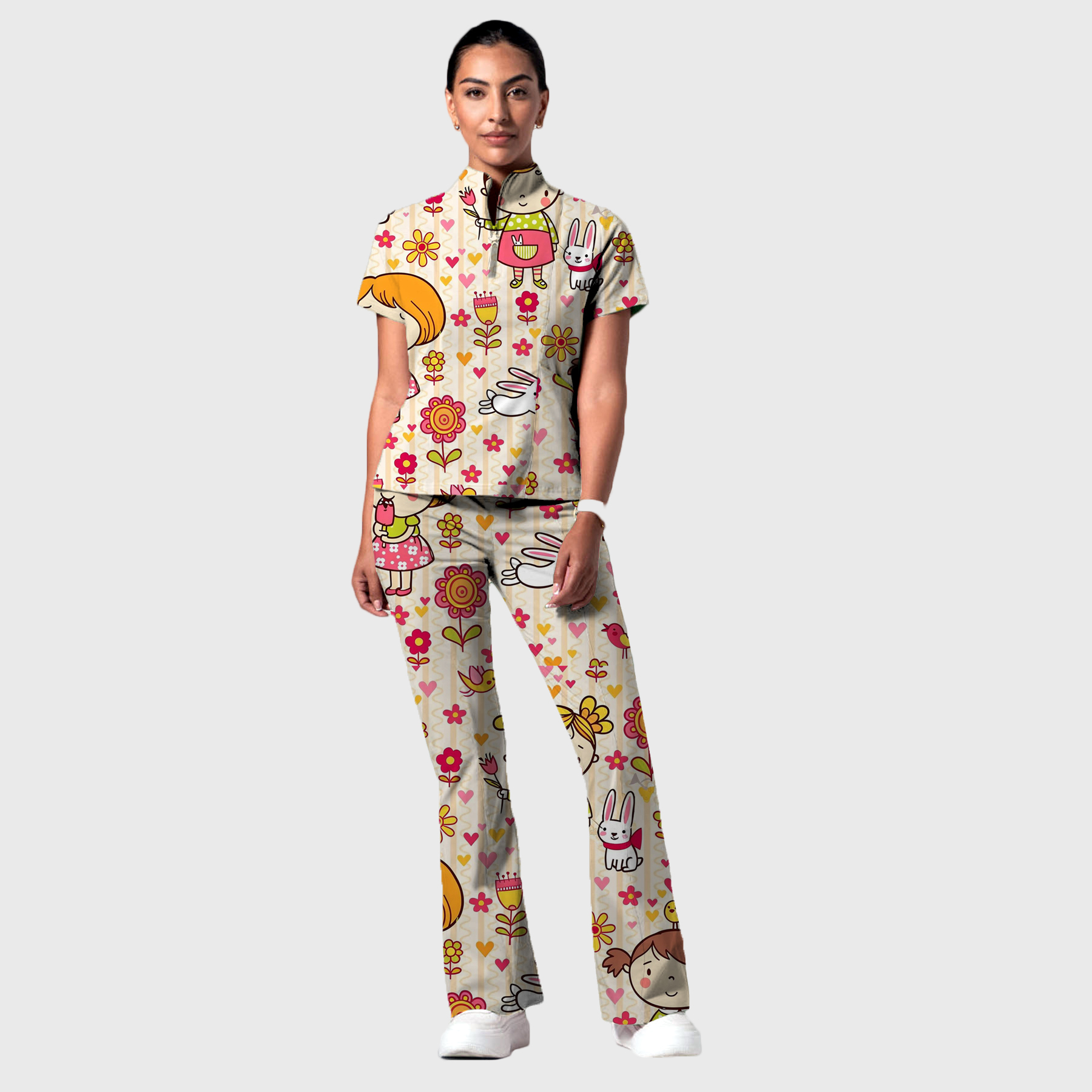 Women's School Classroom Printed Scrub Set SP28
